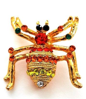 Mooie kleurrijke vergulde broche, spin beschikbaar voor biedingen