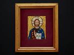 Mozaïek icoon van Jezus zegent mozaïeksteentjes bladgoud, Ophalen of Verzenden