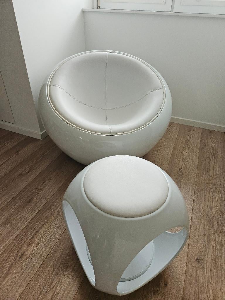 Space Age chair + hocker (Ball Chair design), Ophalen, Overige materialen, Gebruikt, Modern, Retro, Vintage, jaren '60