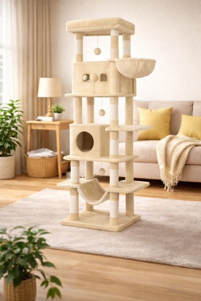PRACHTIGE XXL KATTEN KRABPAAL 2.10M CREME, Dieren en Toebehoren, Ophalen of Verzenden, Nieuw, Krabpaal