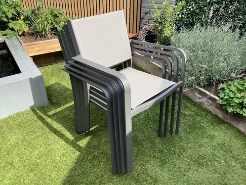 4x Stapelbare tuinstoelen, Tuin en Terras, Tuinstoelen, Zo goed als nieuw, Aluminium, Ophalen