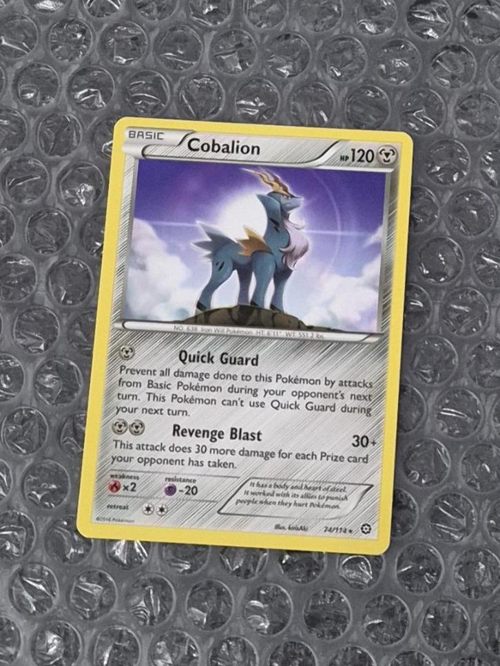 Non Holo Rare Cobalion 74/114 XY Steam Siege, Hobby en Vrije tijd, Verzamelkaartspellen | Pokémon, Zo goed als nieuw, Losse kaart