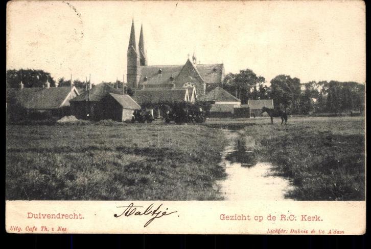 Duivendrecht (N.H.), Dorpsgezicht, gelopen 1903, Verzamelen, Ansichtkaarten | Nederland, Gelopen, Noord-Holland, Voor 1920, Verzenden