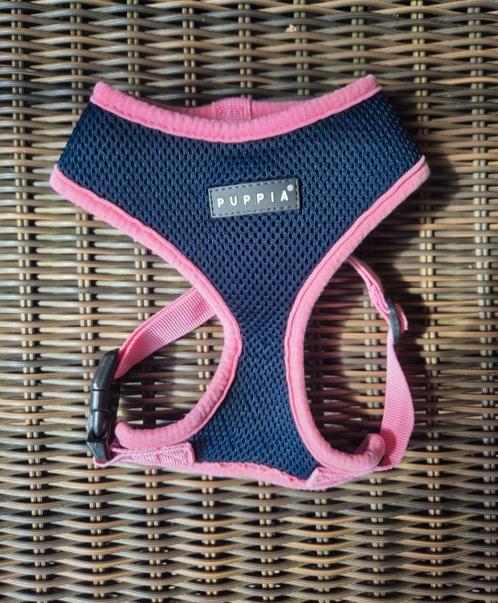 Puppia Hondentuigje – Maat M – Donkerblauw met Roze Rand, Dieren en Toebehoren, Hondenriemen, Zo goed als nieuw, Ophalen of Verzenden