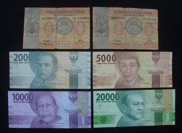 aardig setje van 6x biljetten indonesië & nederlands indië  beschikbaar voor biedingen
