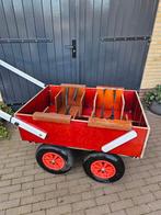 Houten bolderkar met luchtbanden + 4 zitjes, Ophalen of Verzenden