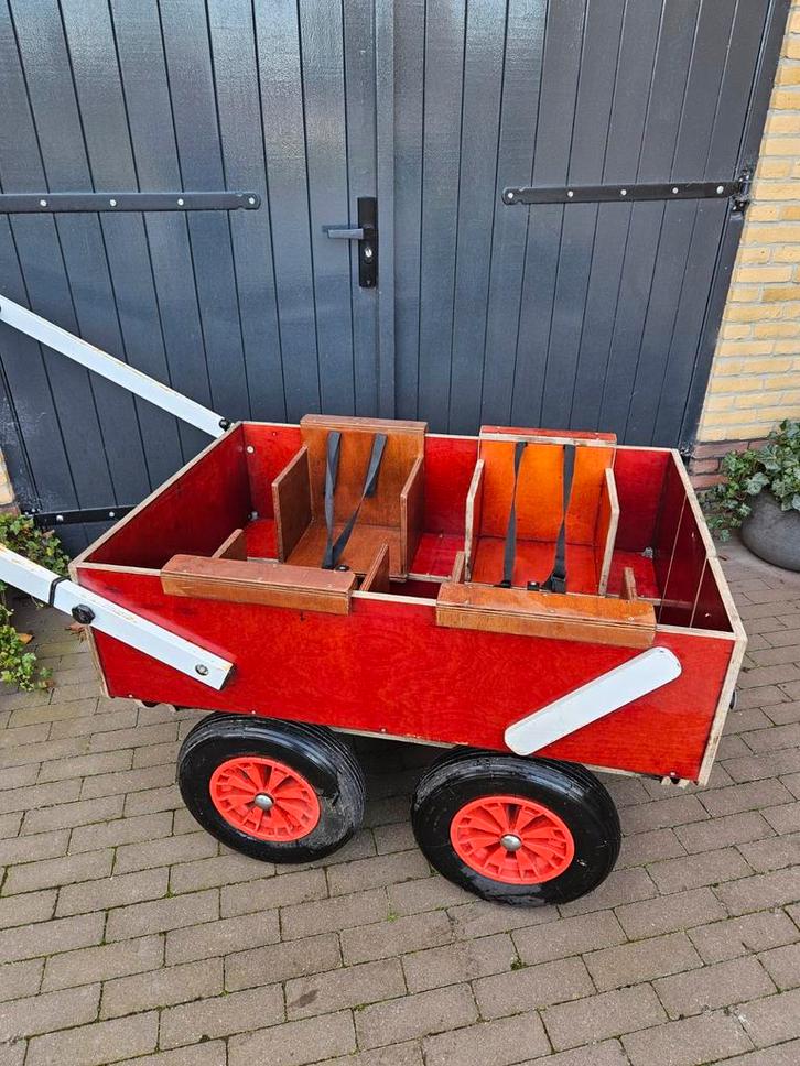 Houten bolderkar met luchtbanden + 4 zitjes, Caravans en Kamperen, Bolderkarren, Ophalen of Verzenden