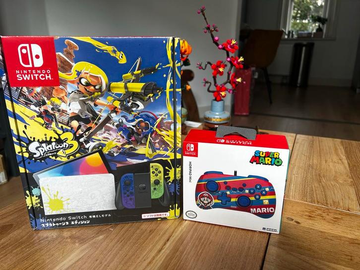 Nintendo Switch OLED Splatoon 3 Editie + mario controller, Spelcomputers en Games, Games | Nintendo Switch, Zo goed als nieuw