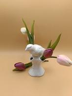 Fraai Vogelvaasje Mus &Klevering 13,5cmh, Wit, Aardewerk of Porselein, Ophalen of Verzenden, Zo goed als nieuw