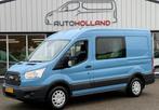 Ford TRANSIT 2.0 TDCI 96KW 131PK DC DUBBELE CABINE EURO 6 AI, Auto's, Bestelauto's, 1995 cc, Blauw, 14 km/l, Bedrijf