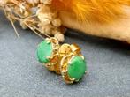Gouden oorbellen met jade, Sieraden, Tassen en Uiterlijk, Oorbellen, Info@zilverwebsite.nl, Zo goed als nieuw, Zilverwebsite.nl
