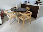 4 Houten eetkamerstoelen, Huis en Inrichting, Ophalen, Riet of Rotan, Bruin, Zo goed als nieuw