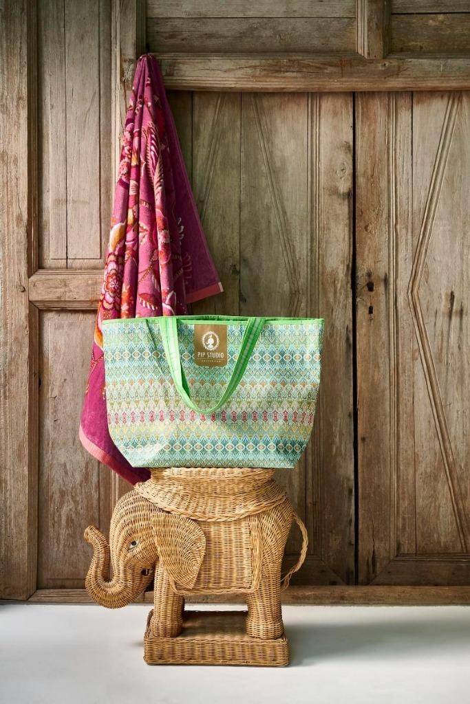 Pip Studio Strandtas Ashanti Groen, Sieraden, Tassen en Uiterlijk, Tassen | Damestassen, Nieuw, Shopper, Groen, Verzenden
