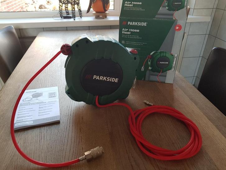 Nieuwe Parkside lucht slanghaspel 10 mtr, Doe-het-zelf en Verbouw, Compressors, Nieuw, 6 tot 10 bar, Minder dan 25 liter, 200 tot 400 liter/min
