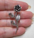 Zilveren vintage Teka roos broche nr.924, Sieraden, Tassen en Uiterlijk, 4 tot 7 cm, Verzenden, Zo goed als nieuw, Zilver
