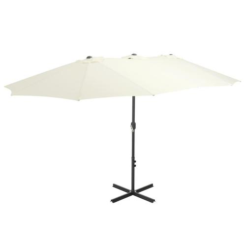 Parasol met aluminium paal 460x270 cm zandkleurig, Tuin en Terras, Parasols, Nieuw, Zweefparasol, Meer dan 4 meter, Kantelbaar