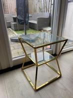 Glazen bijzettafel goud, Huis en Inrichting, Glas, Gebruikt, 45 tot 60 cm, Minder dan 55 cm