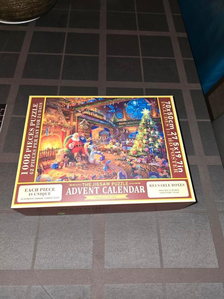 Advent kalender legpuzzel kerst 1008 stukjes, Hobby en Vrije tijd, Denksport en Puzzels, Zo goed als nieuw, Legpuzzel, 500 t/m 1500 stukjes