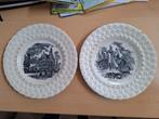 2 antieke bordjes Boch Freres - België - met margrietrand, Antiek en Kunst, Ophalen