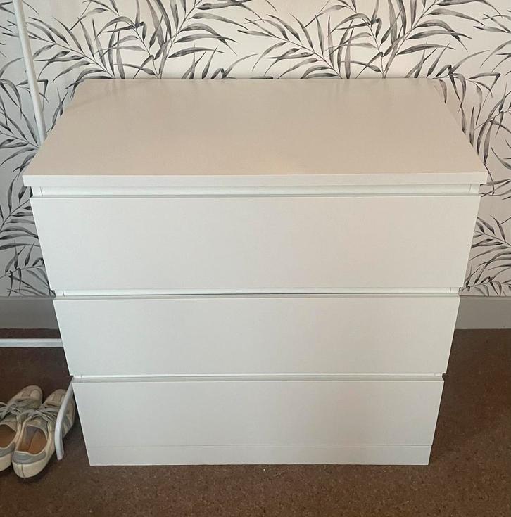 IKEA MALM 3 lade wit, Huis en Inrichting, Kasten | Ladekasten, Zo goed als nieuw, Minder dan 100 cm, 50 tot 100 cm, 25 tot 50 cm