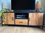 TV Meubel Mangohout, Huis en Inrichting, Ophalen, 150 tot 200 cm, Zo goed als nieuw, Metaal