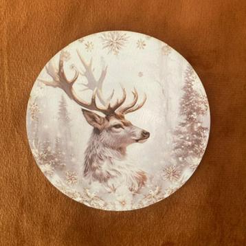 6 Winter KERST onderzetters hout / kurk rendier hert kopje beschikbaar voor biedingen