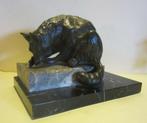 Oud bronzen beeld; vos op steen, brons, perfecte staat!, Antiek en Kunst, Verzenden