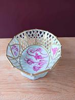 schaaltje roze ovaal open gewerkt  gouden rand, Ophalen