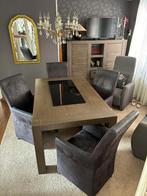eethoek + 4 stoelen, Ophalen, Gebruikt, Eikenhout, 50 tot 100 cm