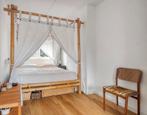 Bamboe Hemelbed 160x200 + Emma Matras, Ophalen, Bruin, Tweepersoons, Zo goed als nieuw