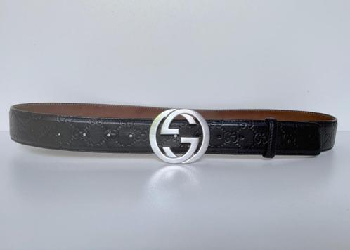 GUCCI Zwart zilver interlock HEREN leren riem Maat 105, Kleding | Heren, Riemen en Ceinturen, Zo goed als nieuw, Riem of Ceintuur