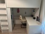 Kinder bed wit met kast en bureau, Ophalen, 85 tot 100 cm, Gebruikt, Hoogslaper of Stapelbed
