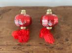 Chinese lantaarns kersthangers rood franjes bloem kerstbal, Ophalen of Verzenden, Zo goed als nieuw