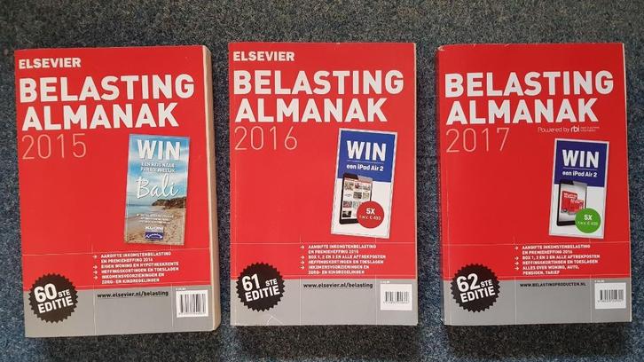 3x Elsevier belastingalmanak 2015 – 2016 - 2017, Boeken, Overige Boeken, Zo goed als nieuw, Ophalen of Verzenden