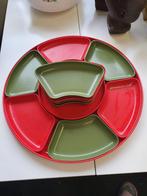 Vintage kunststof serveerschaal met Bakjes, Overige materialen, Gebruikt, Ophalen of Verzenden, Schaal of Schalen