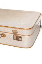 Decoratieve vintage koffer in goede staat, beige / bruin, Ophalen of Verzenden, Gebruikt, Leer