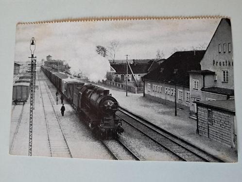 Stoomtrein in grensstation Prostken, Verzamelen, Ansichtkaarten | Themakaarten, Ongelopen, 1940 tot 1960, Voertuig, Ophalen of Verzenden