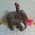 Zwaar massief houten olifant beeld uit India, Huis en Inrichting, Ophalen of Verzenden