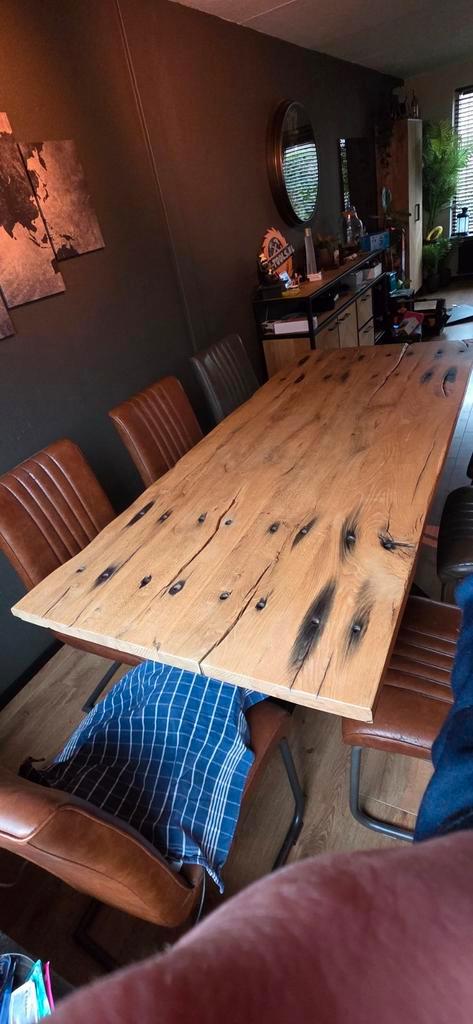 Eettafel van Spoorbielzen - Robuust & Uniek, Huis en Inrichting, Tafels | Eettafels, Zo goed als nieuw, 50 tot 100 cm, 200 cm of meer