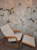 Ikea Poang Schommelstoel met Voetenbank, Huis en Inrichting, Fauteuils, Ophalen, Gebruikt, Stof, 75 tot 100 cm