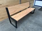 Exclusief Mahonie  houten tuinbank zitbank met stalen frame., Hout@hameren.nl, Hertog van beijerenstraat 2a, Nieuw, Ophalen of Verzenden