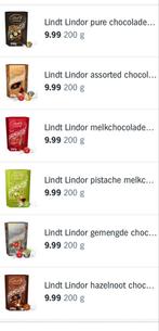 Lindt chocolade pistache assorti etc, Ophalen