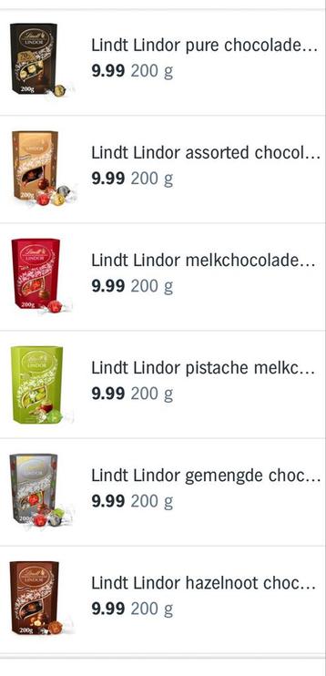 Lindt chocolade pistache assorti etc beschikbaar voor biedingen