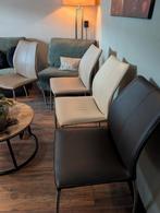 4 leren eetkamerstoelen met stof, Ophalen, Zo goed als nieuw, Stof, Vier