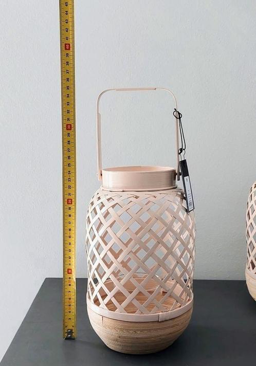 House Doctor beige windlicht bamboe €7,50 pst NIEUW +label, Huis en Inrichting, Woonaccessoires | Kandelaars en Kaarsen, Nieuw