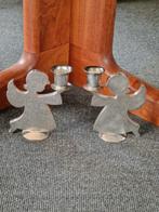 Vintage 2x Kaarsenhouder"Engel"H.R.W.Fink Silverplated, Ophalen of Verzenden, Overige materialen