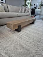 Massief houten salontafel met stalen poten!, Ophalen, 100 tot 150 cm, Eikenhout, 50 tot 100 cm