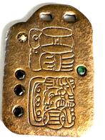 Mexicaanse bronzen hanger Maya stad Palenque, Overige materialen, Gebruikt, Overige voorstellingen, Verzenden