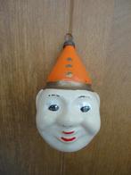 Mooie oude glazen kerstbal vorm van een hoofd met puntmuts, Diversen, Kerst, Ophalen of Verzenden, Gebruikt