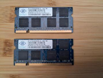 2x 1GB DDR2 Laptop RAM – Nanya (2GB totaal) beschikbaar voor biedingen